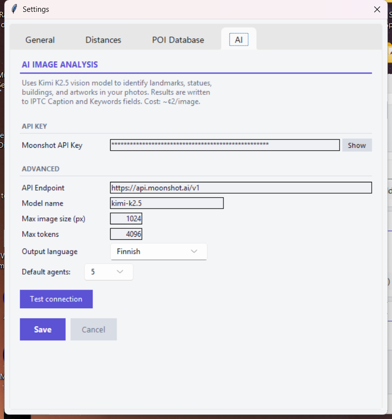 Settings — AI tab